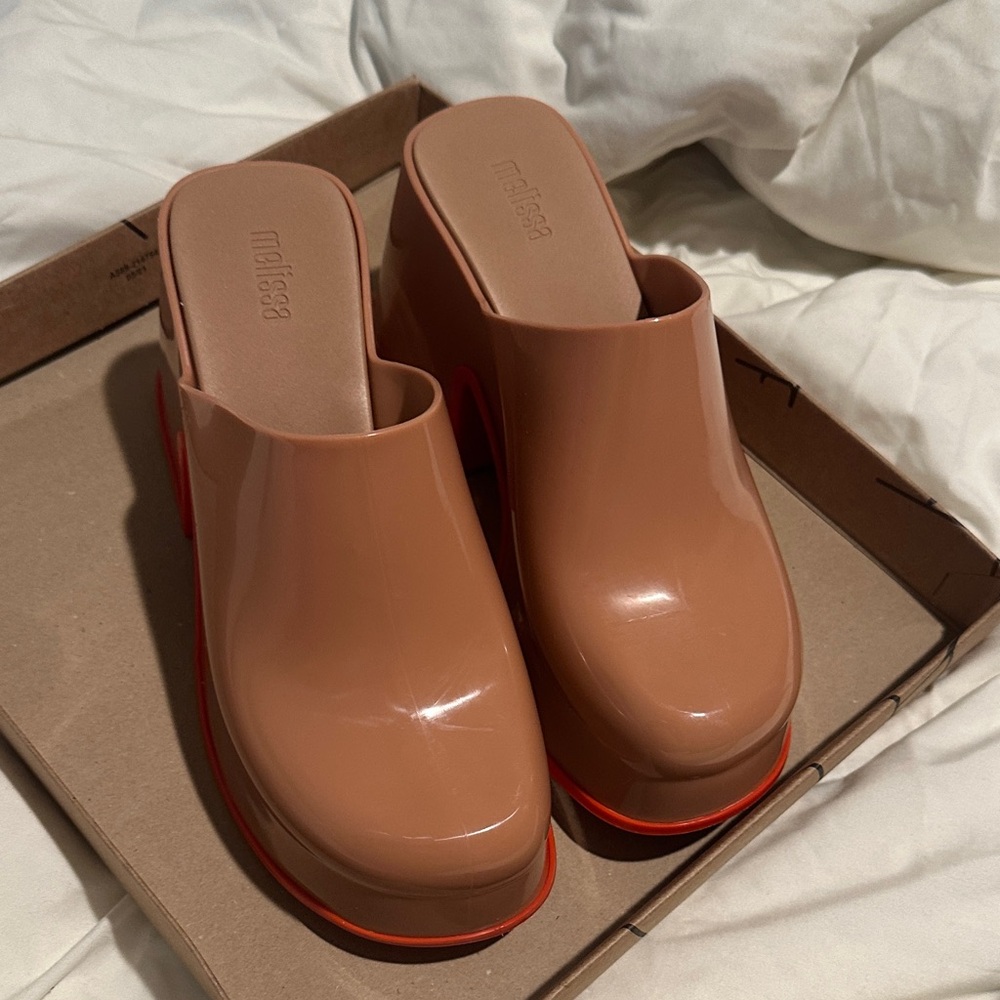 Melissa Women's Brown Mules with Red Soles